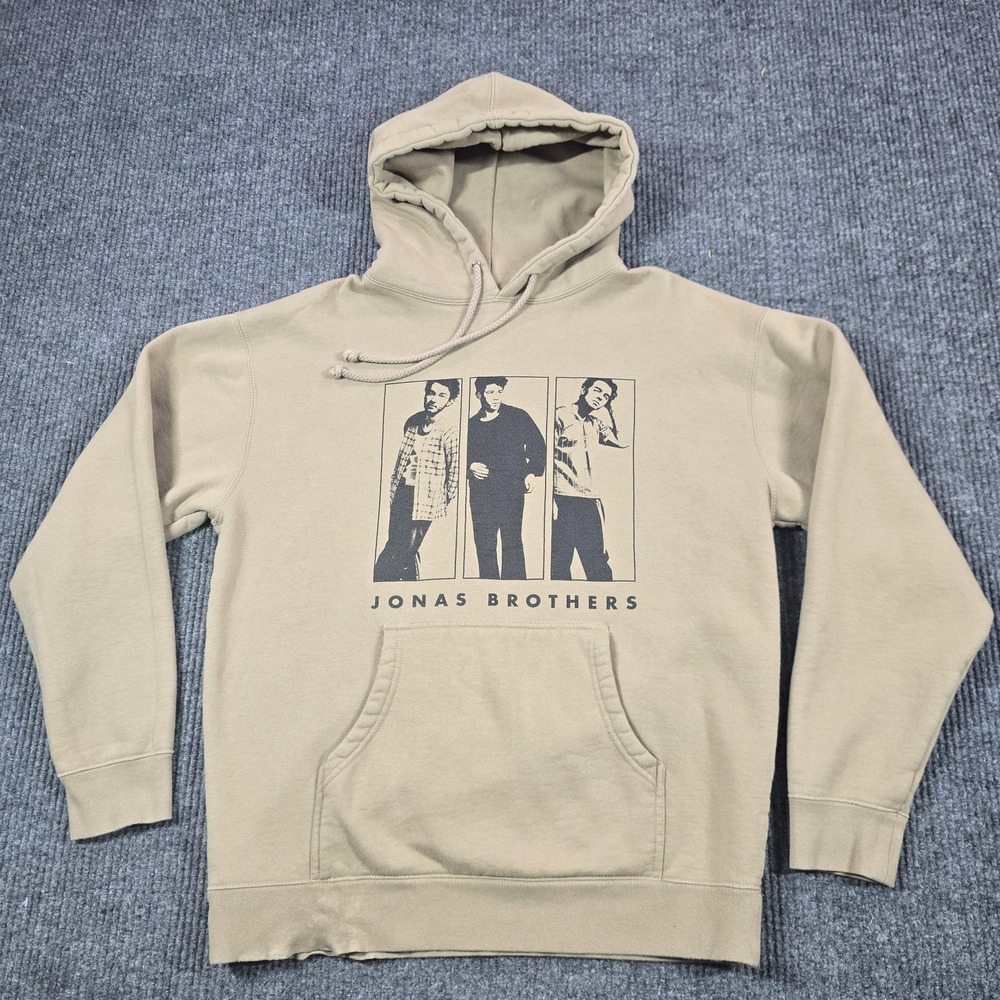 Jonas Brothers Hoodie Mens Large Beige The Tour 2023 Pullover Fleece‎ Graphic
